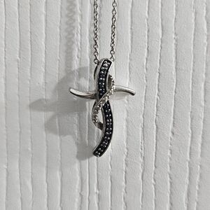 SILVER & BLACK CROSS NECKLACE 📿